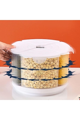 Pazly Yeşil Tahıl Saklama Kabı, Gıda Tahıl Dağıtıcı, Mühürlü Döner, Kuru Gıda Pirinç Kavanozları, Baharat Şeker, Mutfak Düzenleyici Yeşil