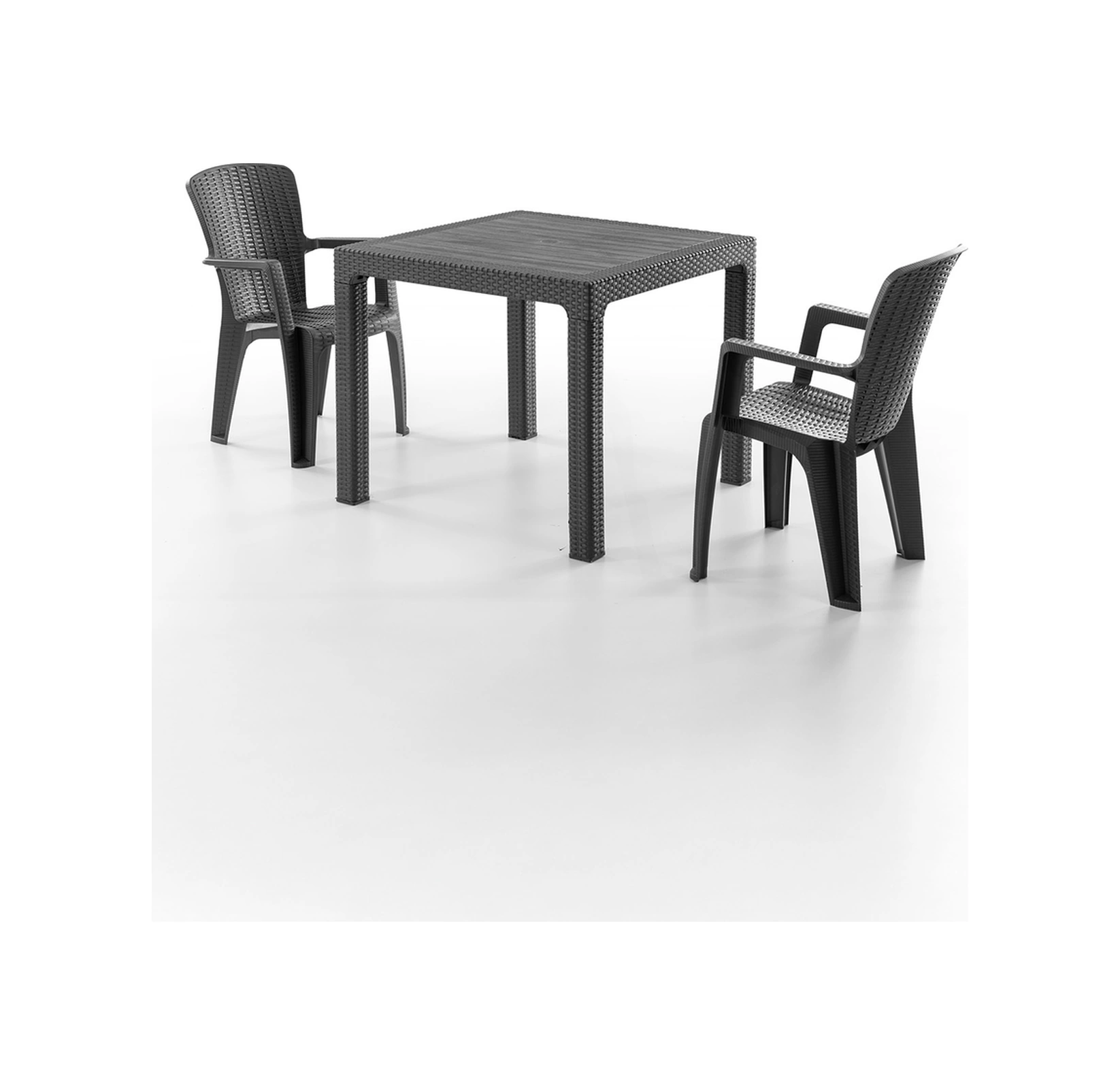 Side 2 Kişilik Rattan Masa Sandalye Takımı Siyah Siyah