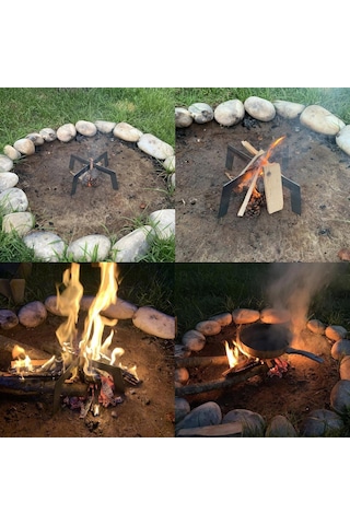 29 Cm Latnox OX+ Kamp Ocağı - Ateş Üstü Izgara - Kamp Malzemesi Siyah