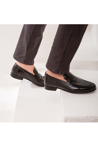 Tamer Tanca Erkek Hakiki Deri Siyah Bufalo Makosen Ayakkabı 477 48297 Erk Ayk Y22 Syh Bfl/syh Deve Siyah