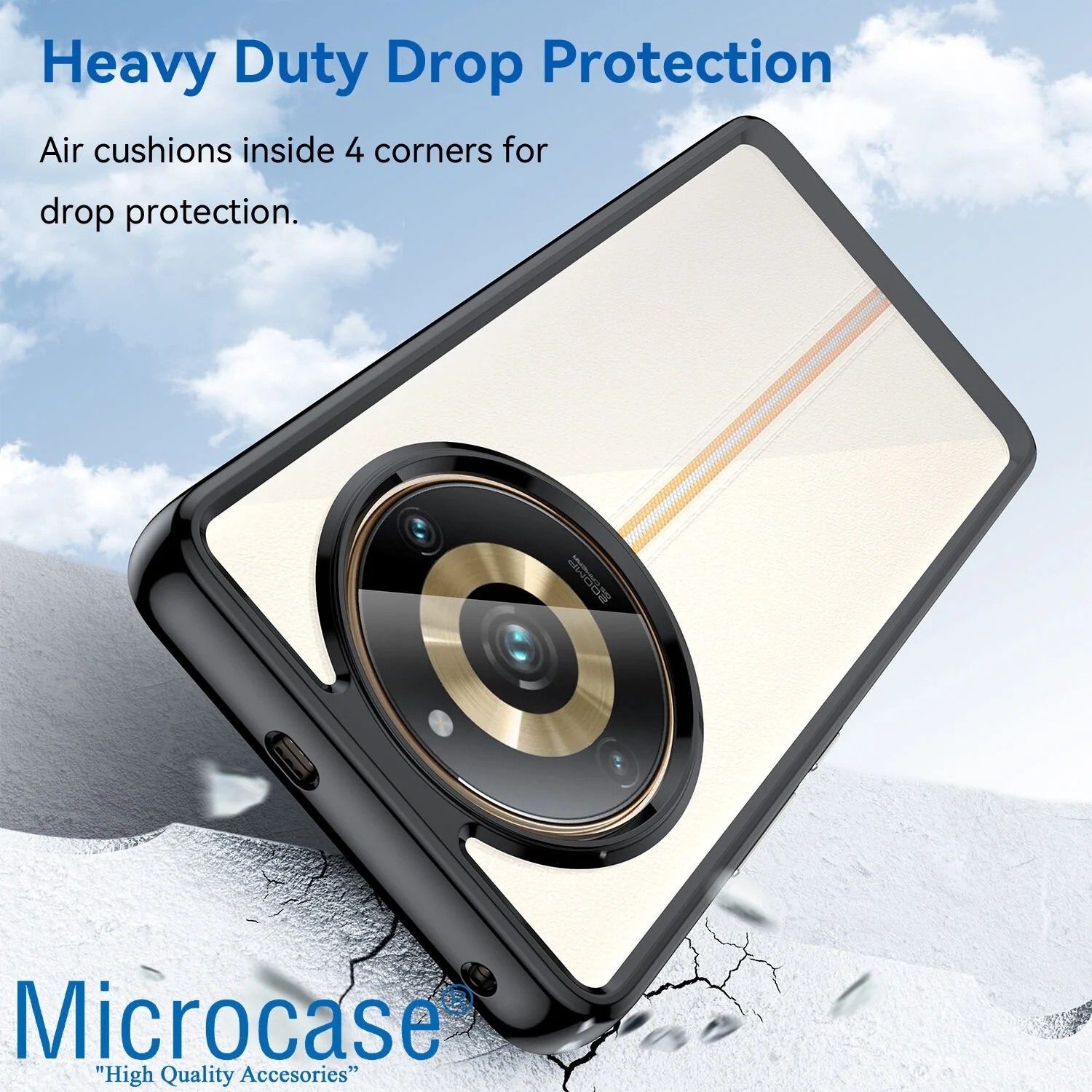 Microcase Realme 11 Pro 5g / 11 Pro Plus 5g Shield Serisi Darbeye Dayanıklı Yarı Esnek Plastik Tpu Kılıf - Al8100 Siyah