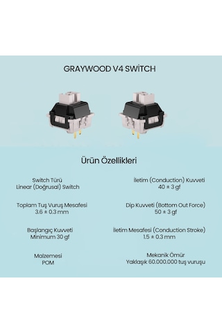 Aula Leobog Gray Wood V4 Lineer Mekanik Switch 100 Adet