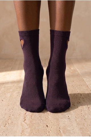 Katıa&bony Kadın Kalp Pencereli Soket Çorap Koyu Mor Dark Purple