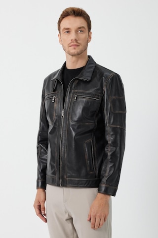 Kenny Siyah Vintage Deri Mont 001