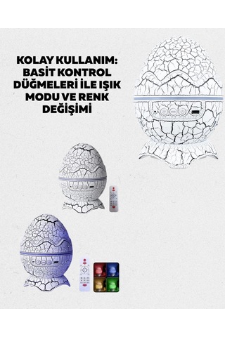 Dinozor Yumurtası Galaksi Projektör Gece Lambası 4'ü 1 Arada Bluetooth Hoparlörlü Çok Renkli 73502937