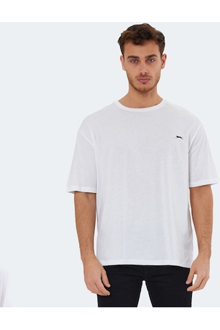 Slazenger KAISER IN Oversize Erkek Oversıze Beyaz Tişört