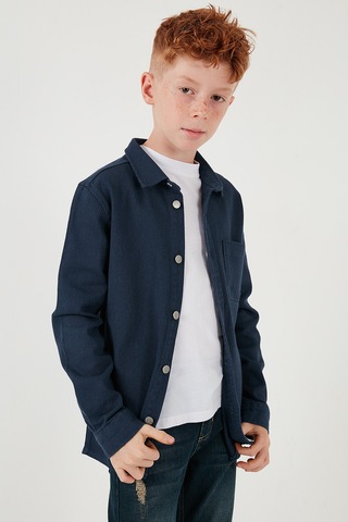 Lela Pamuklu Tek Cepli Düz Yaka Erkek Çocuk Gömlek Cf24W129140G Lacivert