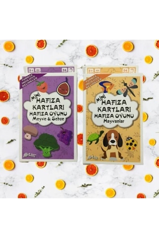 Star Mini Hafıza Kartları Oyunu 2'li Hayvanlar Ve Meyve & Sebze Türkçe Ve Ingilizce Kelimeler