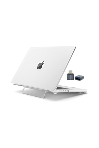 Apple Uyumlu MacBook Air 13.6 Kılıf 2026 M5 M4 Standlı Mat Şeffaf Sert Kapak Isı Dağıtımlı İnce Tasarım Şeffaf