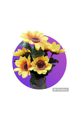 Kütük Saksıda Mini Ayçiçeği Günebakan Sunflower Dekoratif Yapay Çiçek
