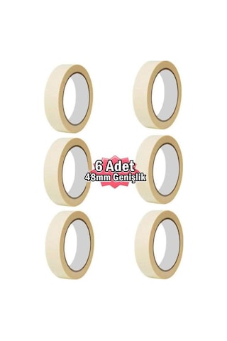 Maskeleme Bandı 6 Adet 48Mm Kağıt Boya Bantı