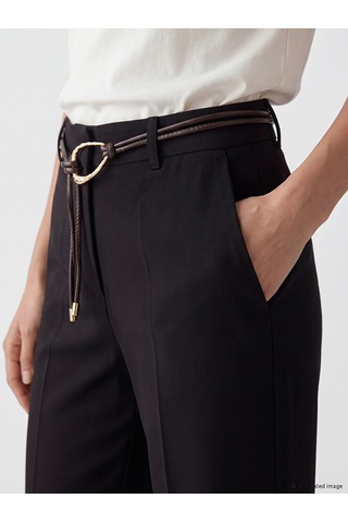 Lcwaıkıkı Classic Siyah Beli Kemerli İspanyol Paça Kadın Pantolon