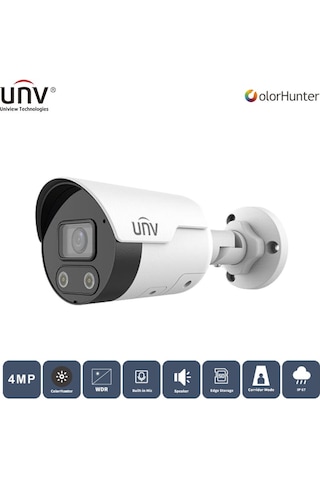 Unıvıew Ipc2124le-adf28kmc-wl 4mp 2.8mm Colorhunter H265+ Ip67 Dahili Ses/hoparlör Ir Bullet Ip Kamera