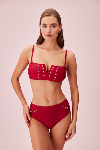 Suwen Bianca V Yaka Boncuk Detaylı Bandeu Bikini Üst Sb25785020d020 Bordo