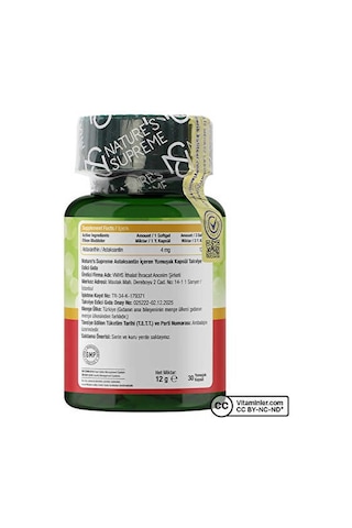Nature's Supreme Astaxanthin 30 Kapsül