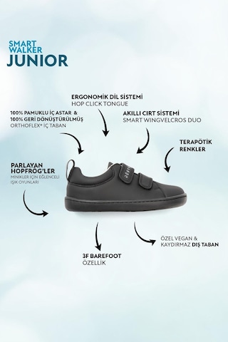Smart Walker Junior Barefoot Çocuk Ayakkabı Mat Siyah