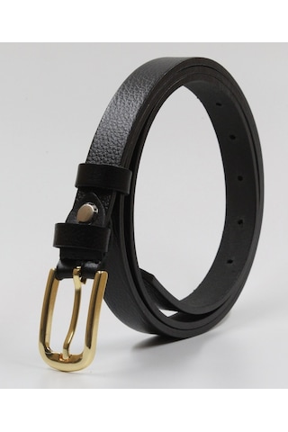 %100 Deri Bayan Kemer 2 Cm Uzun Tokalı Siyah