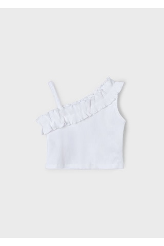 Mayoral Kız Çocuk Asimetrik T-shirt 3018y25 Beyaz
