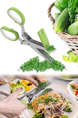 Sebze Kesme Makası 5 Bıçaklı Mutfak Makası Sebze Meyve Makası