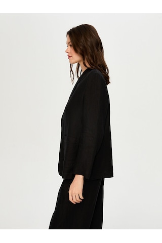 %100 Keten Astarsız Blazer Ceket S26ckt015 Us26ckt01510 Siyah