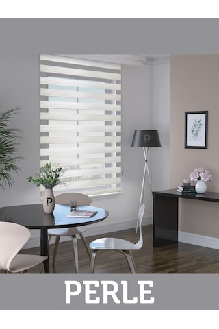 Br Perle Pliseli Ekru Renk Zebra Perde Yüksek Kalite Alüminyum Kasa Ekru