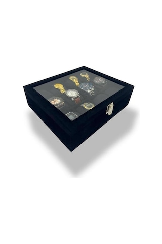 Richbo x 12'li Saat Kutusu Süet Siyah