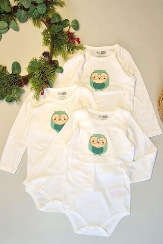 Kardec Home Hellobaby 3 Adet Uzun Kollu Bebek Çıtçıtlı Body Çocuk Zıbın %100 Beyaz