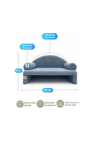 Reyo Pet Peluş Kedi Koltuğu Kedi Kanepesi Kedi Yatağı Evcil Hayvan Dinlenme Koltuğu Rahat Kedi Sofa Yatağı 45 x 33 x 25 CM Çelik Mavisi
