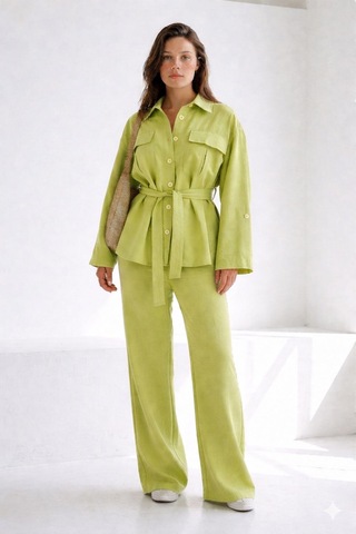 Seeh Açık Yeşil Uzun Kollu Oversize Kadın Takım Sh338 Standart
