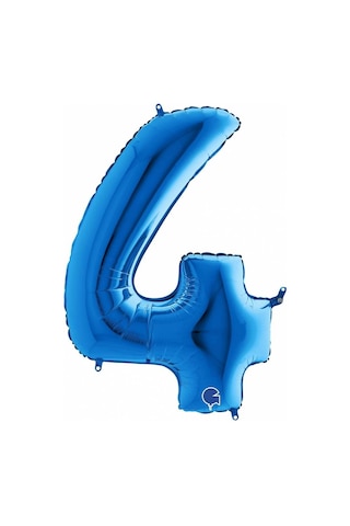 4 Rakam Folyo Balon Mavi 40ınc 100cm Çok Renkli