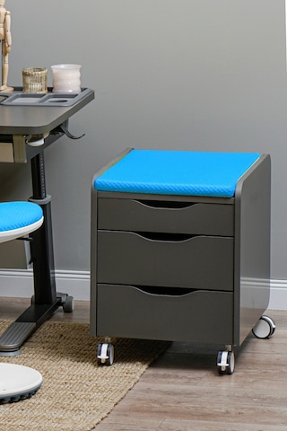 Creo Mobili Çekmeceli Tekerlekli Sirius Keson Oturulabilir Ofis Ve Ev Komodini Antrasit/mavi