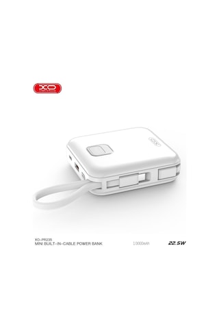 Pr235 22.5w Usb-c Type-c Lightning Kablolu 10000 Mah Led Ekranlı Powerbank Şarj Aleti Beyaz