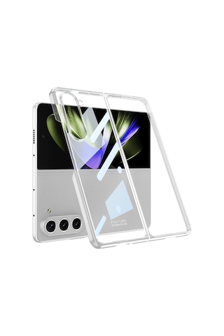 Samsung Uyumlu, Galaxy Z Fold 5 Kılıf Zore Full Camlı Kıpta Kapak Renksiz