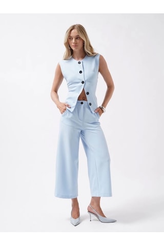 Defymoda Bol Paça Midi Boy Pantolon Mavi