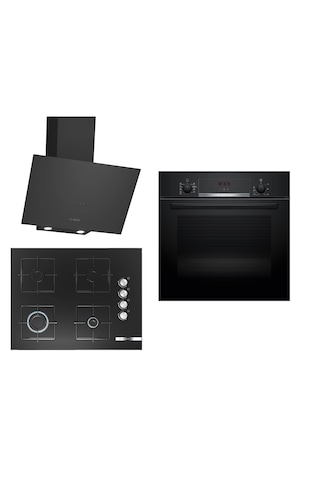 Bosch HBF534EB3T - POP7C6O12O - DWK64PJ60T 3'lü Ankastre Set Siyah 278