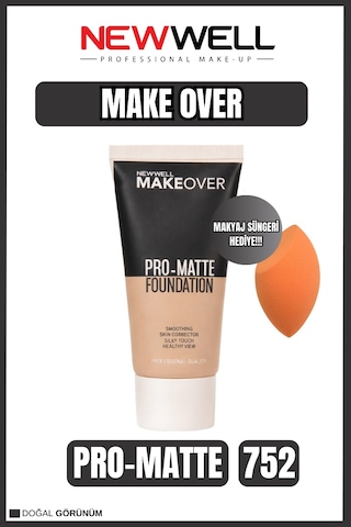 New Well Makeover Pro-matte Foundatıon 752 - Makyaj Süngeri Hediye 001 C