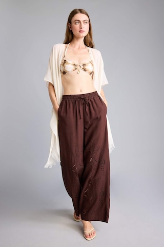 Defacto Regular Fıt Pamuklu Wide Leg Plaj Pantolonu H0878ax26smbn341 Kahve-bn341