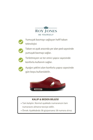 Roy Jones Kadın Ortopedik Yumuşak Tabanlı Terletmeyen Çift Bantlı Hasır Tipi Delikli Rahat Anne Ev İçi Terliği Kırmızı