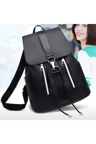 Yogodlns Kadın Sırt Çantası Tiki Tarzı Su Geçirmez Sırt Çantaları Metal Halka Fermuarlı Sırt Çantaları Siyah