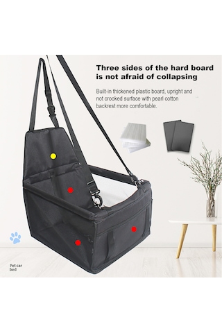 Geeroyoo Araç İçi Kullanım İçin Su Geçirmez Çıkarılabilir Kedi Ve Köpek Taşıma Yatağı - Siyah Ayak İzi Desenli
