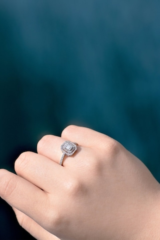 0.40 Ct Çift Sıra Baget Kare Tektaş Yüzük