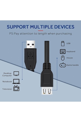 4531 Usb Dişi Erkek Uzatma Kablosu 3 Metre Usb Uzatıcı Ara Kablosu