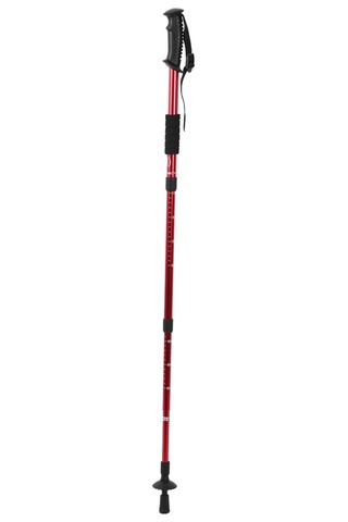 Açık Hava Alüminyum Alaşımlı 4 Parçalı Süspansiyon Düz Saplı Yürüyüş Bastonu Tırmanma Kampı İçin Kırmızı Çok Renkli