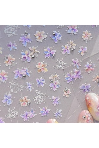 Flybuy Bahar Pembe Zambak Çiçekli Mumluk Kalp 5d Nail Art To4871