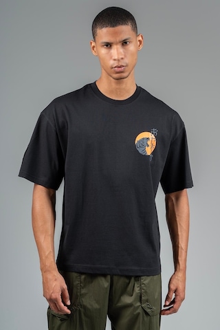 Maraton Sportswear Oversize Erkek Bisiklet Yaka Kısa Kol Basic Siyah T-shirt 23243-siyah