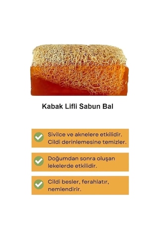 3'lü Doğal Set Kabak Lifli Ballı Sabun Peeling Sivilce Kararma Leke Ruşur Taşı Yüz Masaj Aleti