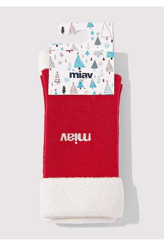 Mavi - Yılbaşı Temalı Miav Bot Çorabı 1913312-10076 Kırmızı