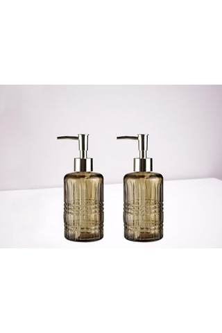 Cam Sıvı Sabunluk 2 Adet Kristal Desenli 300ml 6 8x17 6cm Genel