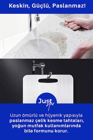 1 Adet Paslanmaz Çelik Büyük Boy Mutfak Kesme Tahtası Et Sebze Doğrama Tahtası Gümüş