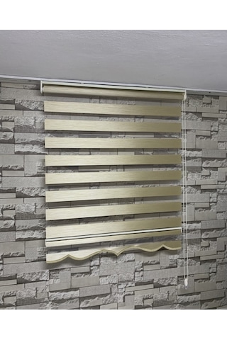 Krem Renk Bambu Zebra Perde (Etekli)